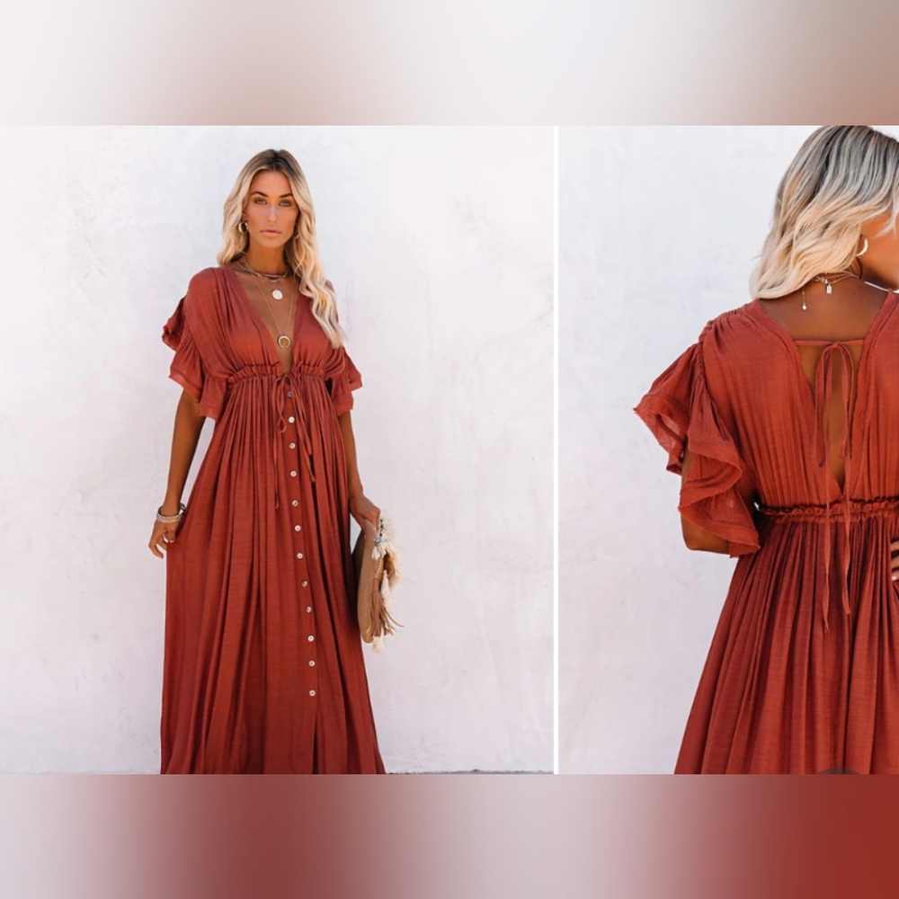 bOho cHic rusty gorgeous flowing dress!
